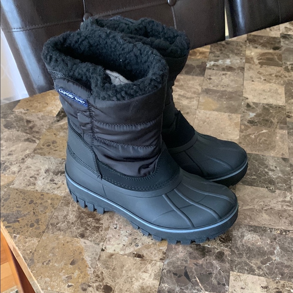 boys Cozy Black Snow Boots with Fur Lining